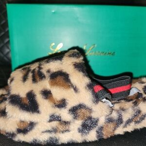 Lauren Lorraine Leopard Print Slippers